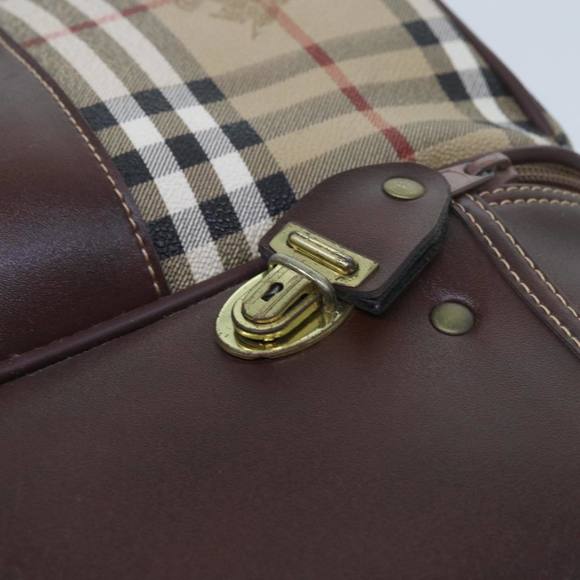 Burberrys Nova Check Hand Bag PVC Leather Beige Auth 69121 - Picture 10 of 16